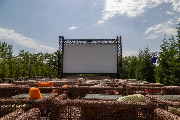 Open,Air,Cinema.,Wide,Angle,Shot